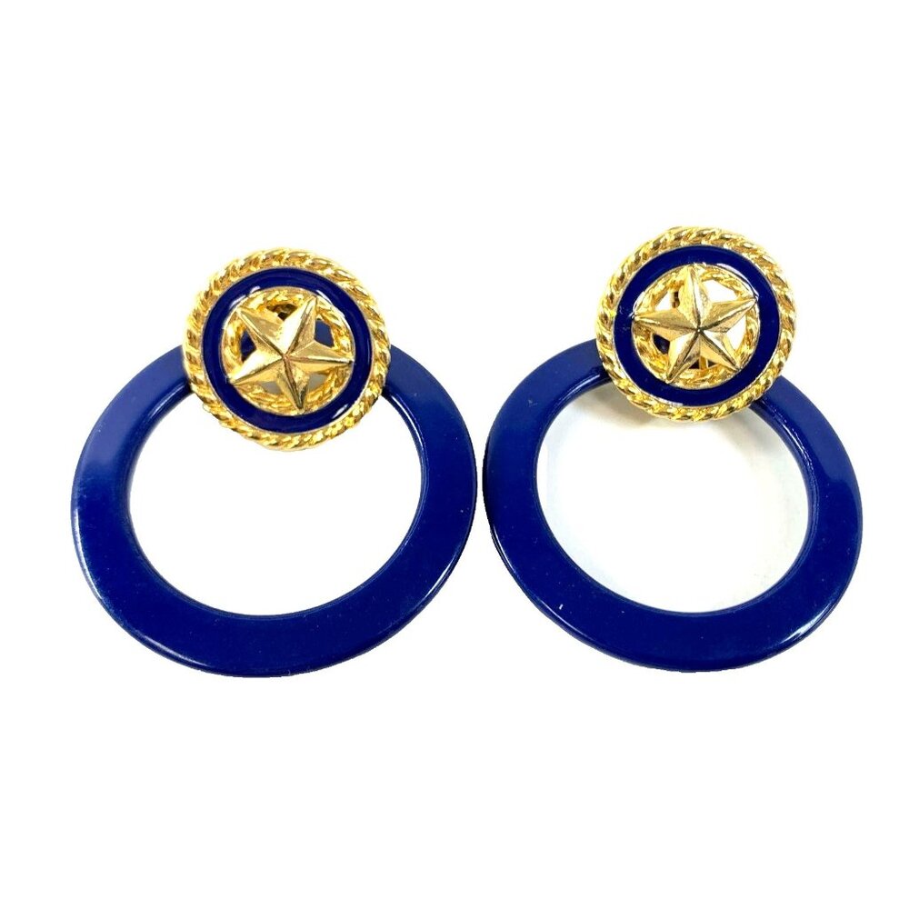 VTG 1980s Astor Nautical Door Knocker Earrings Clip-On